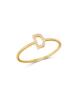 14K Yellow Gold Initial Diamond Ring
