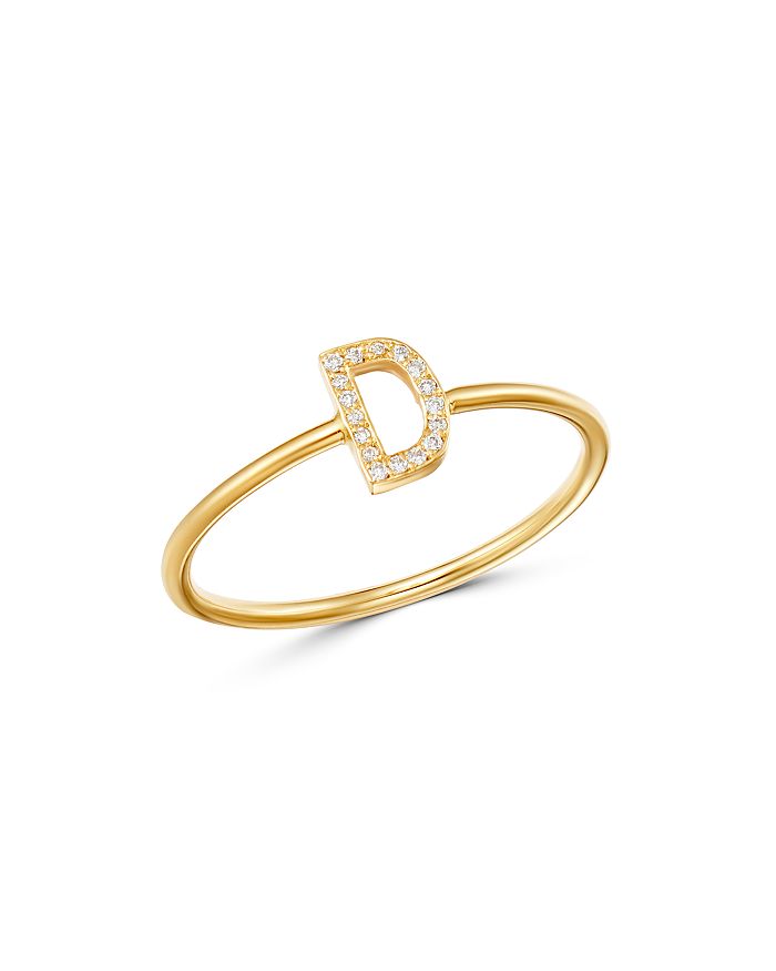 Zoe Lev 14k Yellow Gold Initial Diamond Ring In D/gold