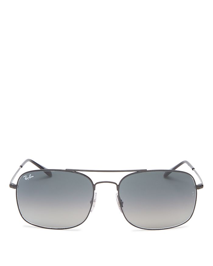 Ray Ban Ray-ban Men's Brow Bar Aviator Sunglasses, 60mm In Matte Black/gray Gradient