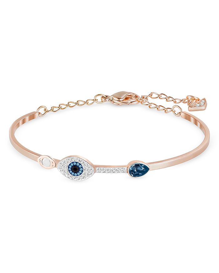 Shop Swarovski Symbolic Evil Eye Bangle Bracelet In Blue