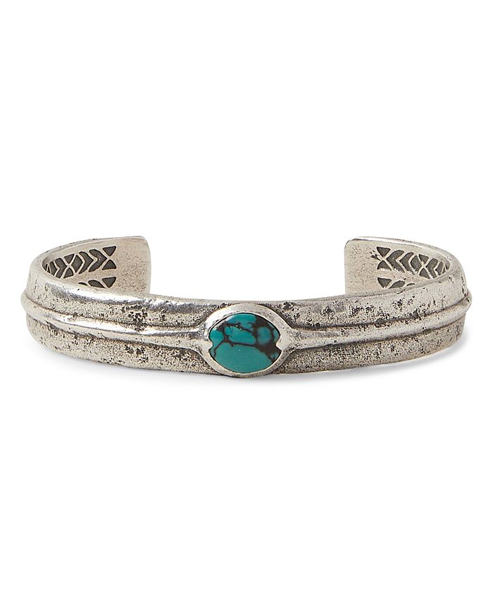 John Varvatos Collection Sterling Silver Artisan Metals Turquoise Cuff Bracelet In Blue/silver