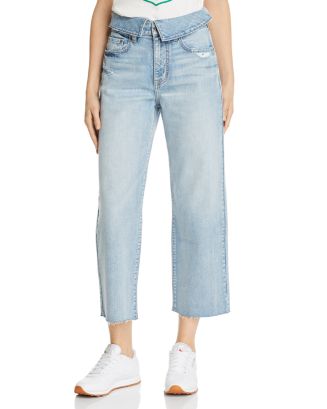 Pistola Cher Fold-Over Cropped Wide-Leg Jeans in Light Wash ...