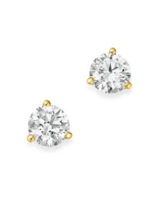 Certified Diamond Stud Earrings in 18K Yellow Gold Martini Setting 