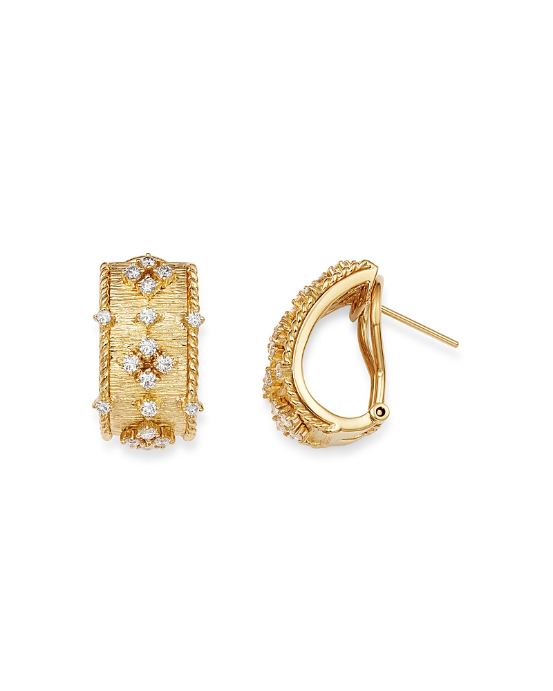Bloomingdale's Fine Collection Diamond Omega-Back Earrings in 18K Textured Yellow Gold, 0.70 tcw