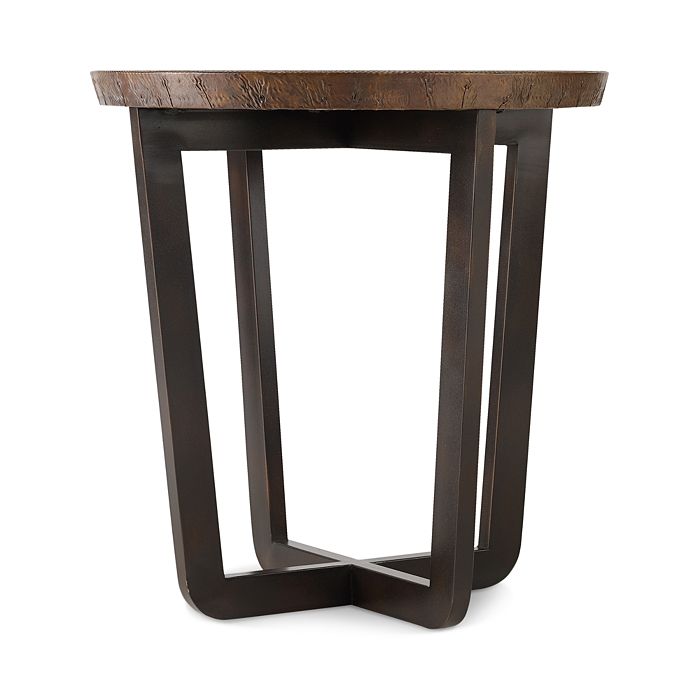 Hooker Furniture Parkcrest Round End Table In Dark Metal Base/copper Top