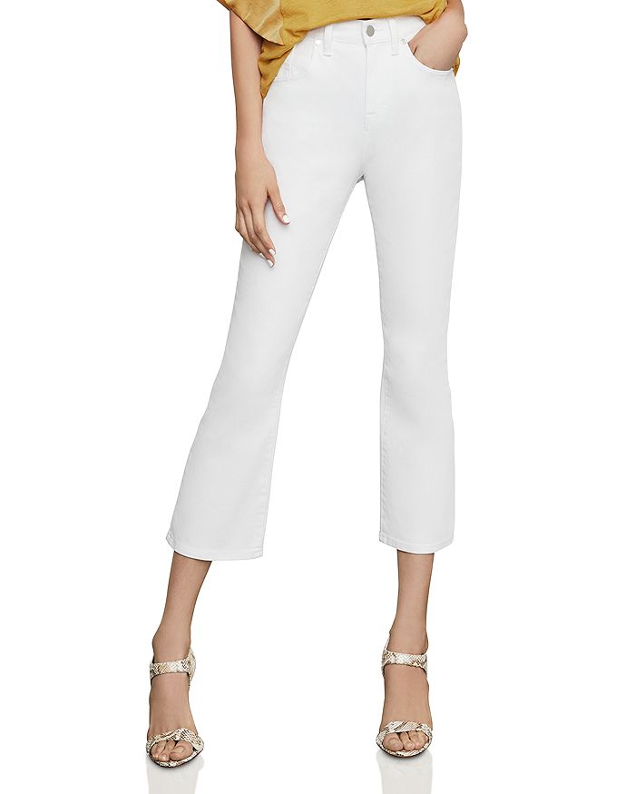 BCBGMAXAZRIA HIGH-RISE CROPPED BOOTCUT JEANS IN OPTIC WHITE,TDL2207511
