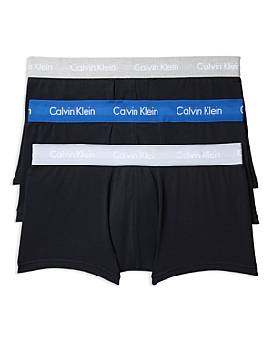 Calvin Klein Stretch Cotton Low Rise Trunks - Pack Of 3 In Black/gray/wisdom