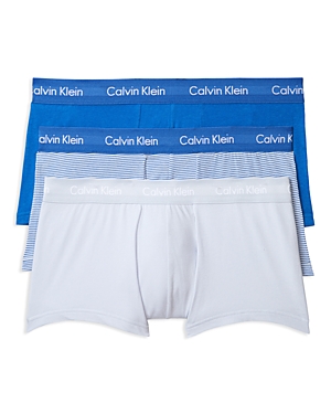 Calvin Klein Stretch Cotton Low Rise Trunks - Pack Of 3 In Wisdom/neptune