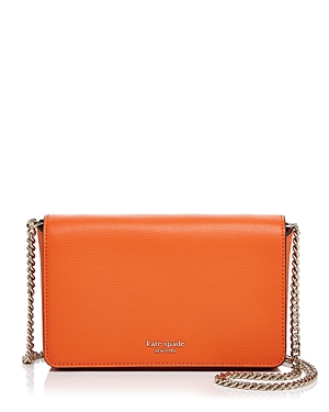 Kate Spade New York Medium Chain Wallet Leather Crossbody In Juicy Orange/gold