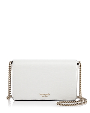 Kate Spade New York Medium Chain Wallet Leather Crossbody In Optic White/gold