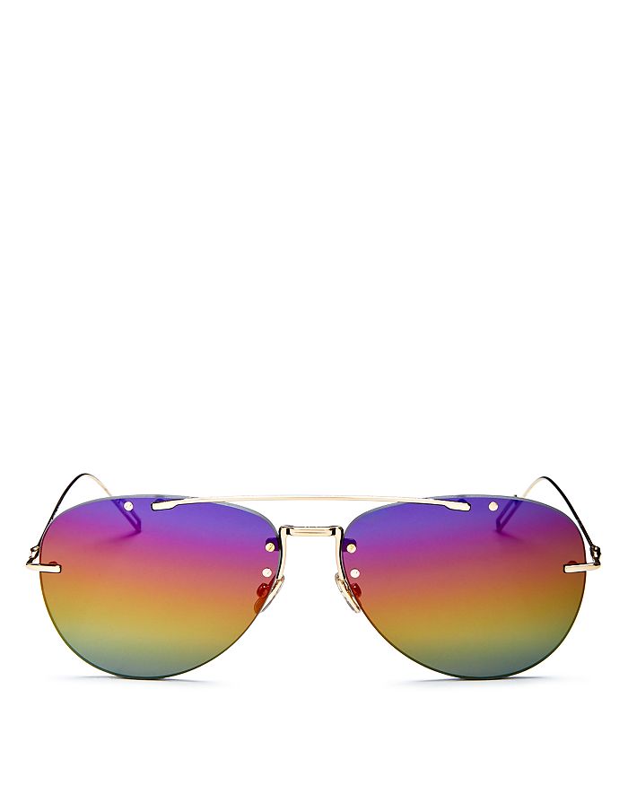 Dior Men's Chroma Brow Bar Aviator Sunglasses, 62mm In Gold/rainbow Gradient