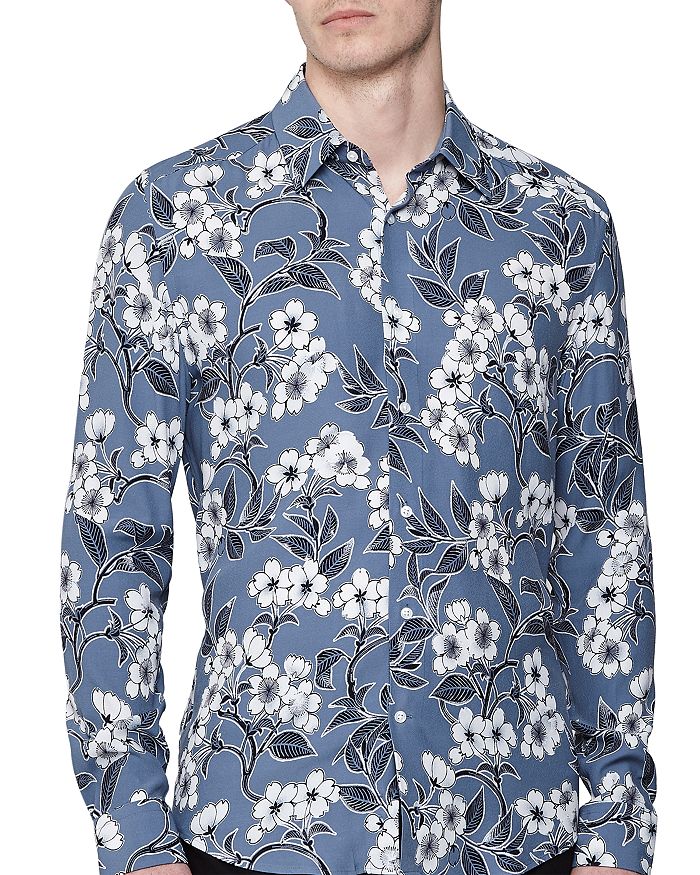 REISS Freddie Floral Print Slim Fit Button-Down Shirt | Bloomingdale's