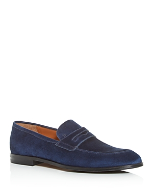 Bally Men's Webb Apron Toe Penny Loafers In Blue Suede