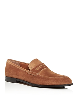 Bally Men's Webb Apron Toe Penny Loafers In Brown Suede