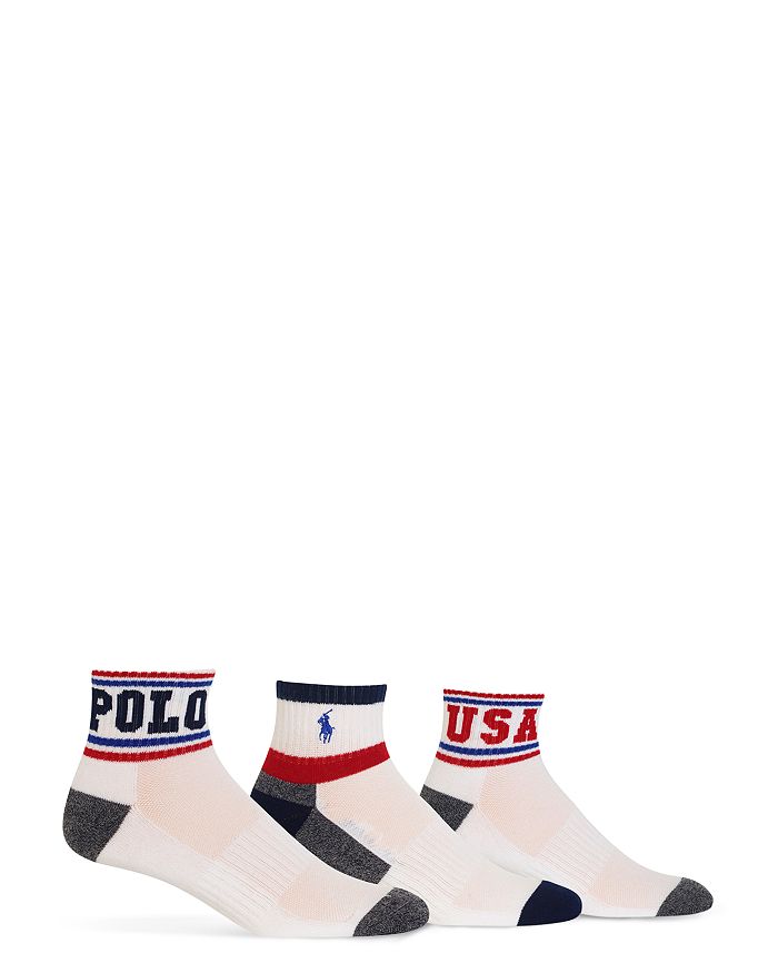 Polo Ralph Lauren Americana Polo Quarter Socks - Pack Of 3 In White Multi