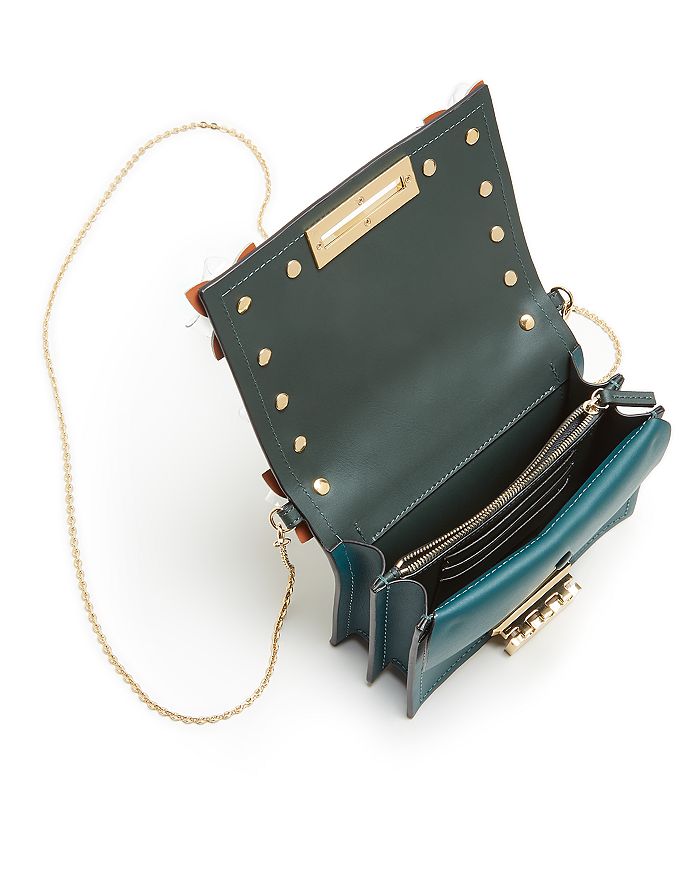 Shop Zac Zac Posen Earthette Mini Accordion Floral Applique Crossbody In Bayberry gold