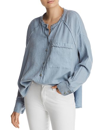 Free People Keep It Simple Frayed Trim Blouse Bloomingdale S
