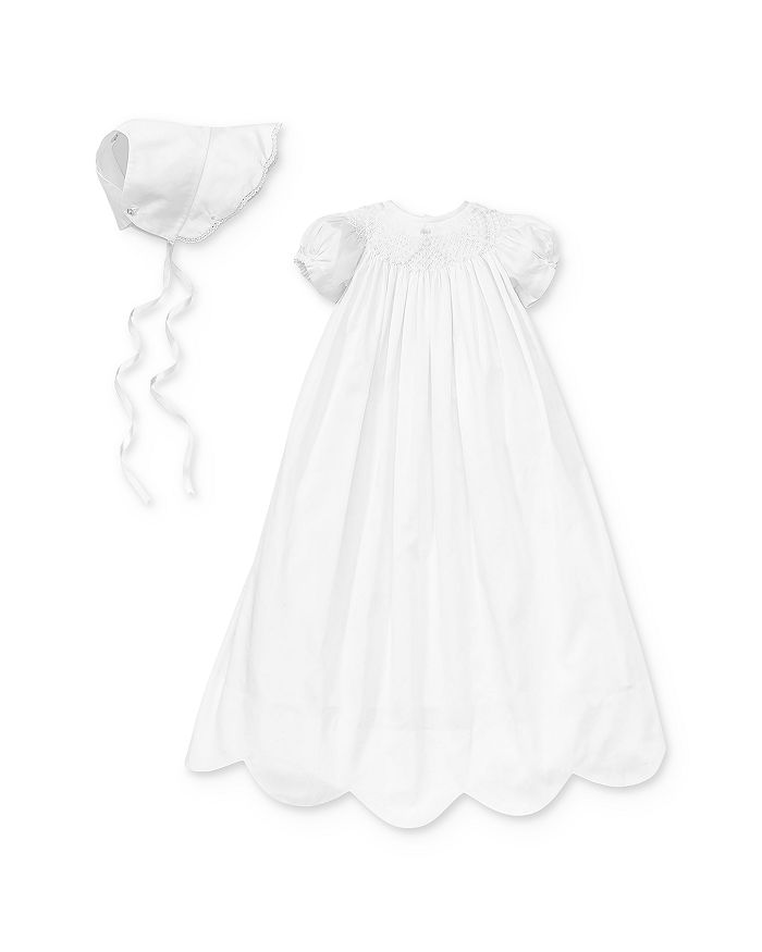 Shop Kissy Kissy Girls' Scalloped Christening Gown & Bonnet Set - Baby In White