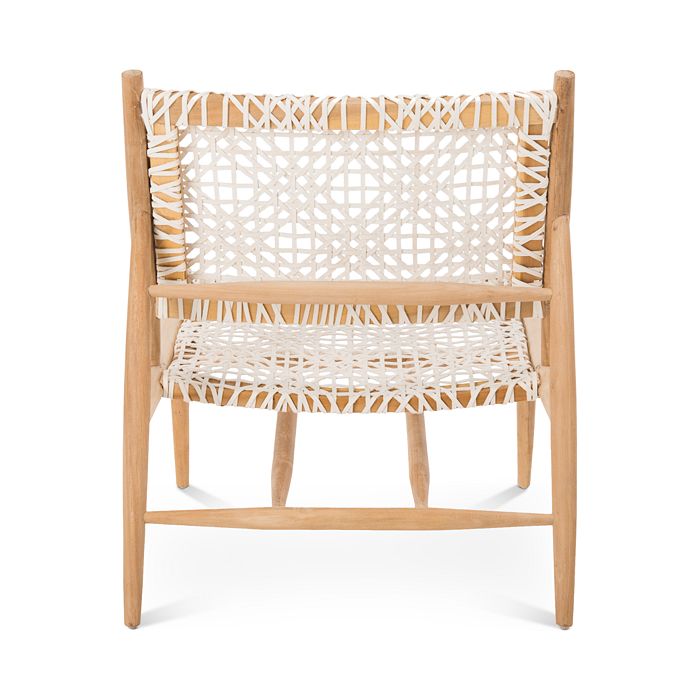 Shop Safavieh Bandelier Leather Weave Accent Chair In Off-white/natural