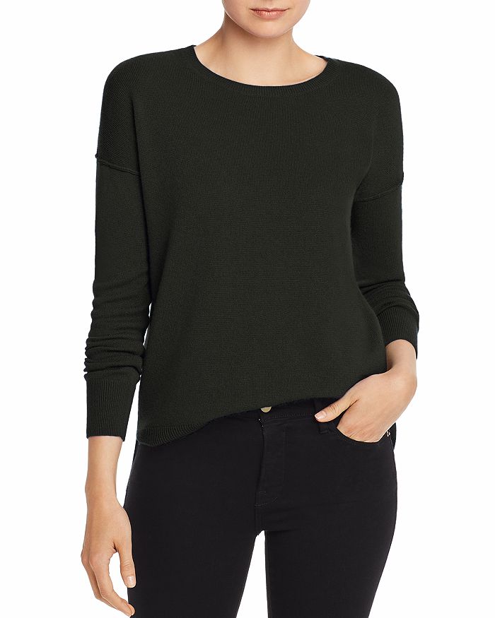Aqua Cashmere High/low Crewneck Sweater - 100% Exclusive In Army