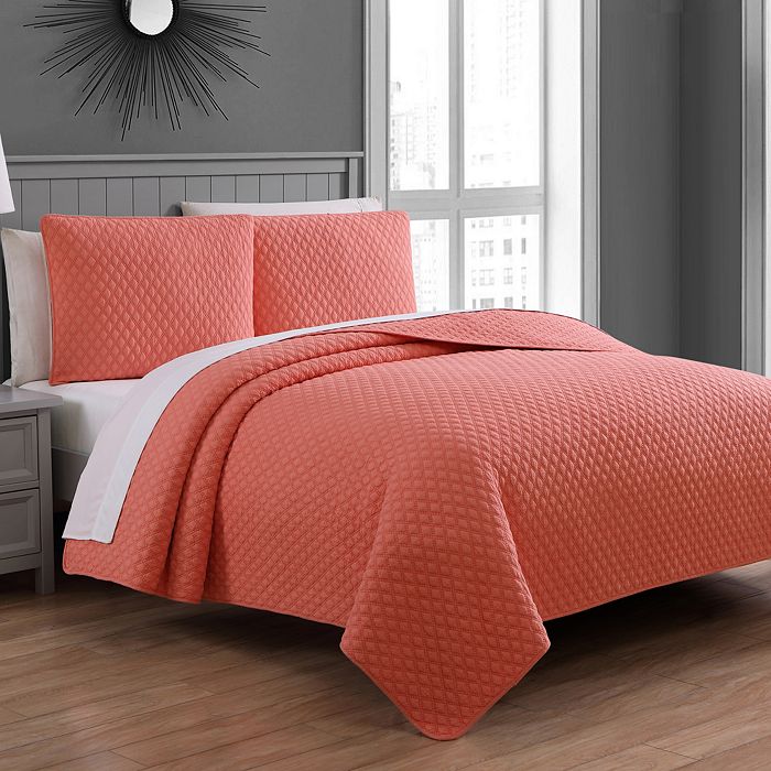 American Home Fashion Estate Fenwick 3-piece Quilt Set, Full/queen In Coral