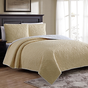 American Home Fashion Estate Marseille 3-piece Quilt Set, King In Straw Yellow