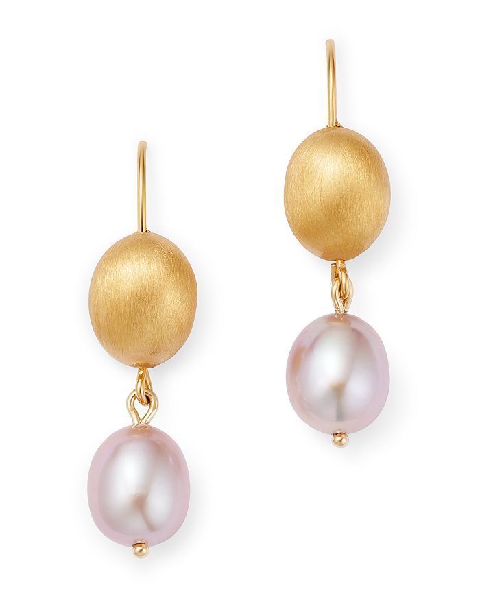 Bloomingdale's Cultured Freshwater Pink Pearl Bead Drop Earrings In 14k Yellow Gold - 100% Exclusive In Pink/gold