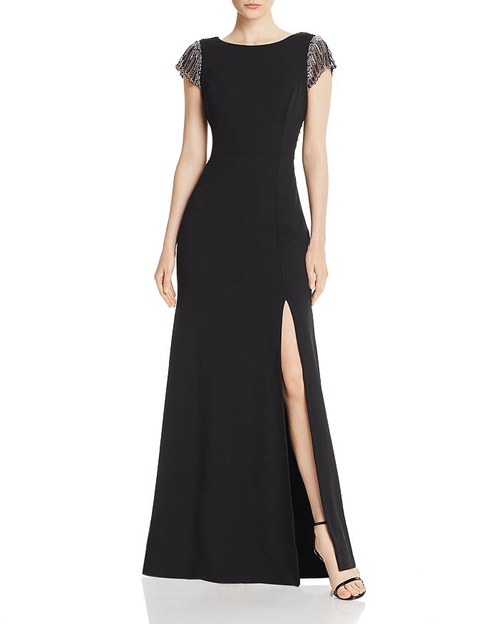 AIDAN MATTOX EMBELLISHED SCOOP-BACK GOWN,MD1E204571