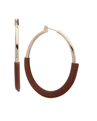 Large Leather-Wrapped Hoop Earrings