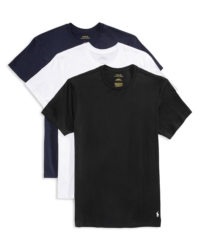 Shop Polo Ralph Lauren Classic Fit Crewneck Undershirt, Pack Of 3 In Black/navy/white