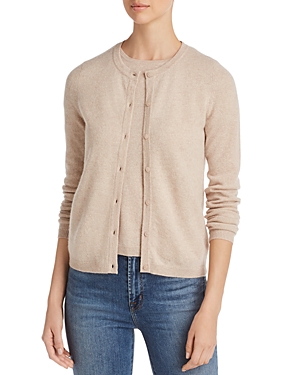 C By Bloomingdale's Crewneck Cashmere Cardigan - 100% Exclusive In Heather Oatmeal