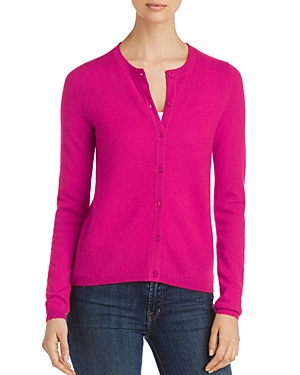 C By Bloomingdale's Crewneck Cashmere Cardigan - 100% Exclusive In Fuschia