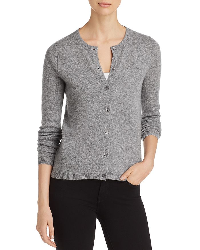 C By Bloomingdale's Crewneck Cashmere Cardigan - 100% Exclusive In Medium Gray