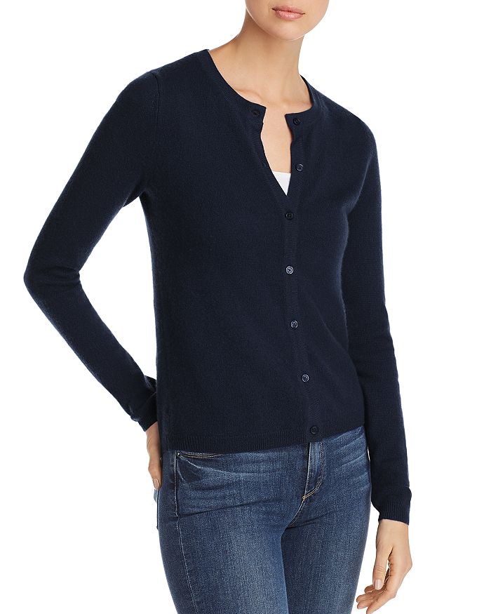 C By Bloomingdale's Crewneck Cashmere Cardigan - 100% Exclusive In Navy