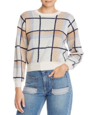 Joie Wool Blend hotsell Plaid Pattern Sweater Cardigan