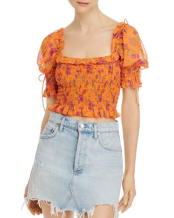 For Love Lemons Peony Smocked Crop Top Bloomingdale S