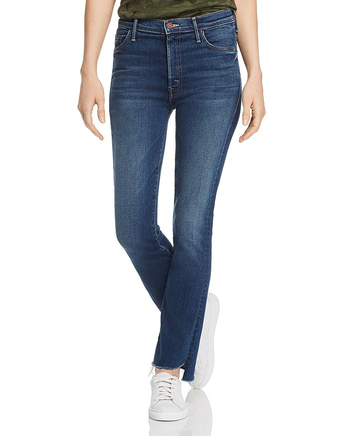 Mother The Insider High-rise Crop Step Fray Hem Jeans In Sweet And Sassy