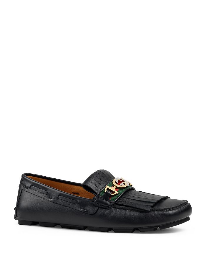 Gucci Men's Leather Interlocking-G Horsebit Drivers | Bloomingdale's