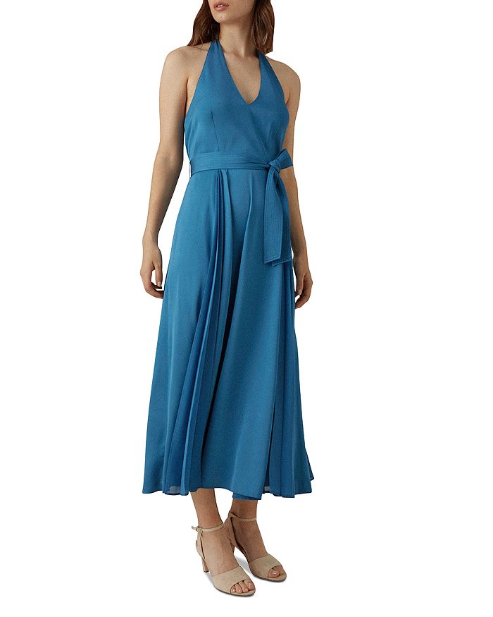 KAREN MILLEN Pleated Halter Midi Dress Bloomingdale s