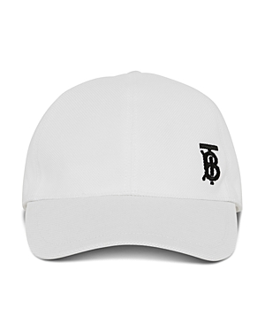 Burberry Monogram Pique Baseball Cap In White