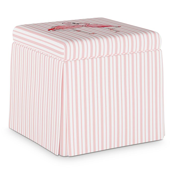 Cloth & Company Gray Malin X Cloth & Co. Adrianna Storage Ottoman In Flamingo Stripe Pink