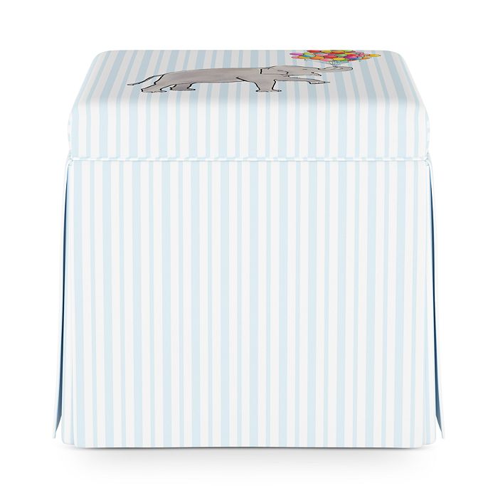 Shop Cloth & Company Gray Malin X Cloth & Co. Adrianna Storage Ottoman In Elephant Stripe Blue