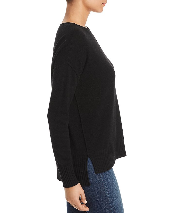 Shop C By Bloomingdale's High/low Cashmere Crewneck Sweater - 100% Exclusive In Black