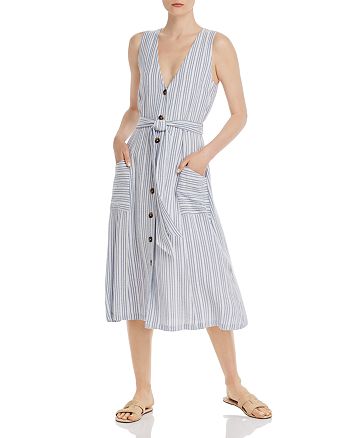 Lost and Wander Lost + Wander Low Tide Striped Button-Down Midi Dress ...