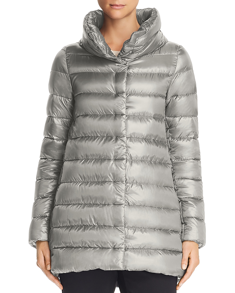 Herno Amelia Stand Collar Down Puffer Coat In Light Gray