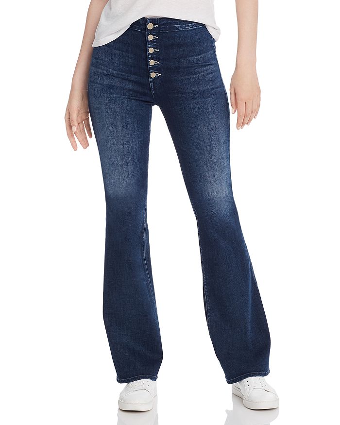 MOTHER The Hollywood Pixie Cruiser Flared Jeans in Two Strangers