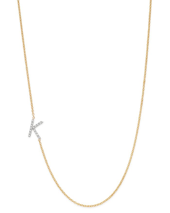 Zoe Lev 14k Yellow Gold Diamond Asymmetric Initial Necklace, 18 In K/gold