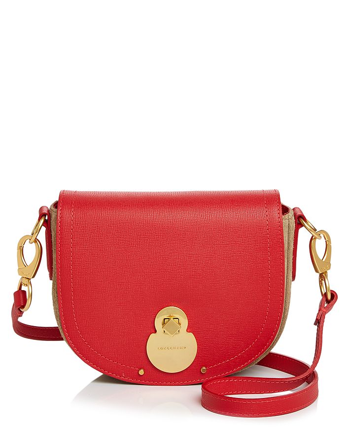 Longchamp Cavalcade Wild Small Leather Crossbody In Red/sand/gold