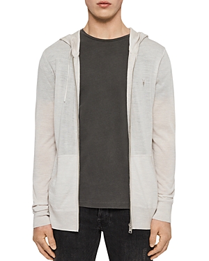 Allsaints Mode Merino Zip Hoodie In Salt Gray