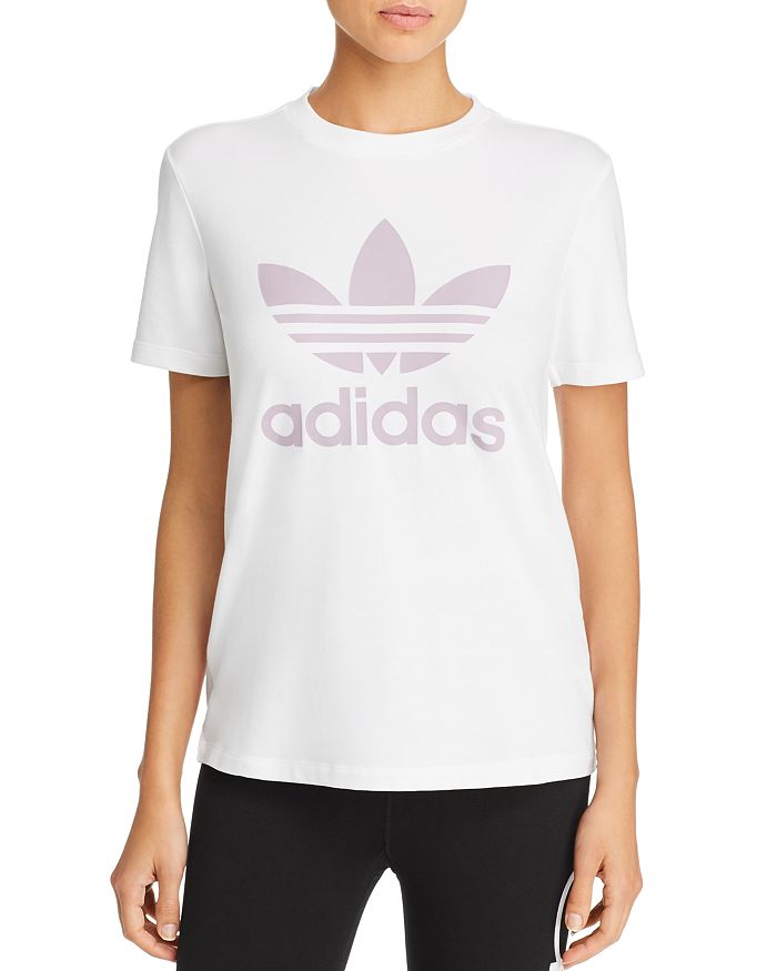Adidas Originals Trefoil Logo Tee In White/vapor Gray